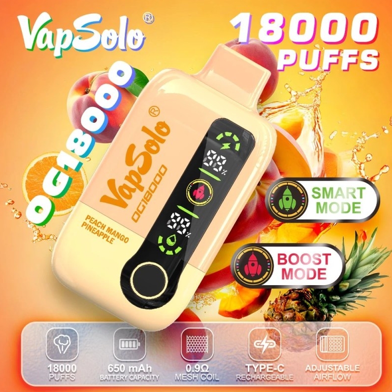 VapSolo DG18000 eldobható vape - őszibarack mangó ananász: Trópusi Ízrobbanás a 2025-ös Magyar Vape Piacon