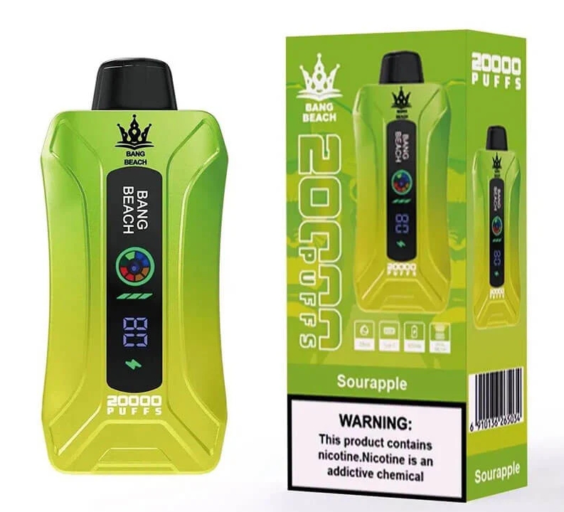 Bang Beach 20000 Puffs Okosképernyős Vape: Az Ízvarázs és Intelligencia Gyöngye Savanyú Alma Ízzel