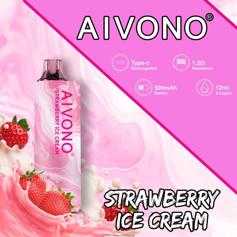 Aivono AIM GUN 7000 Puffs in Eper Fagylalt: A Nyári Történeted Íze, Magyar Stílusban