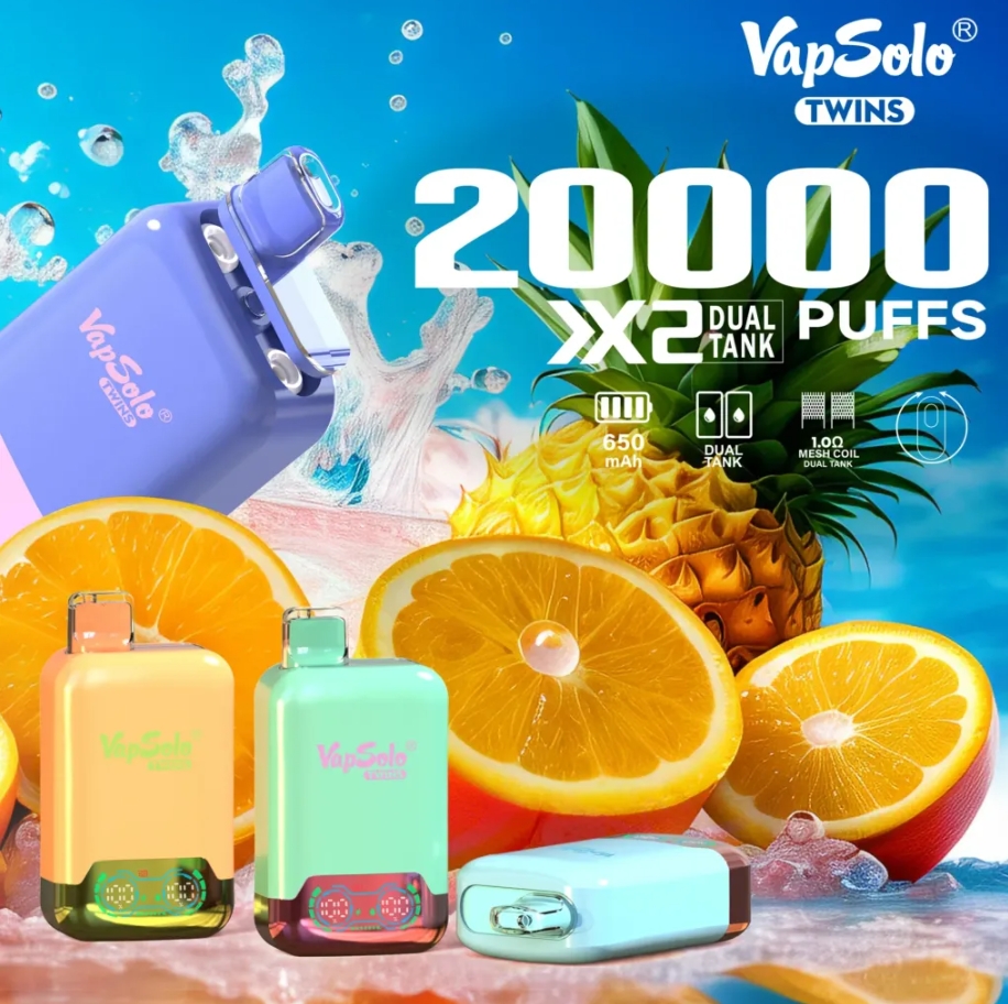 A VapSolo TWINS 20000 Puffs: Trópusi Menekülés és Gyümölcsös Öröm Ananász-Kókusz és Eper-Banán Ízekben